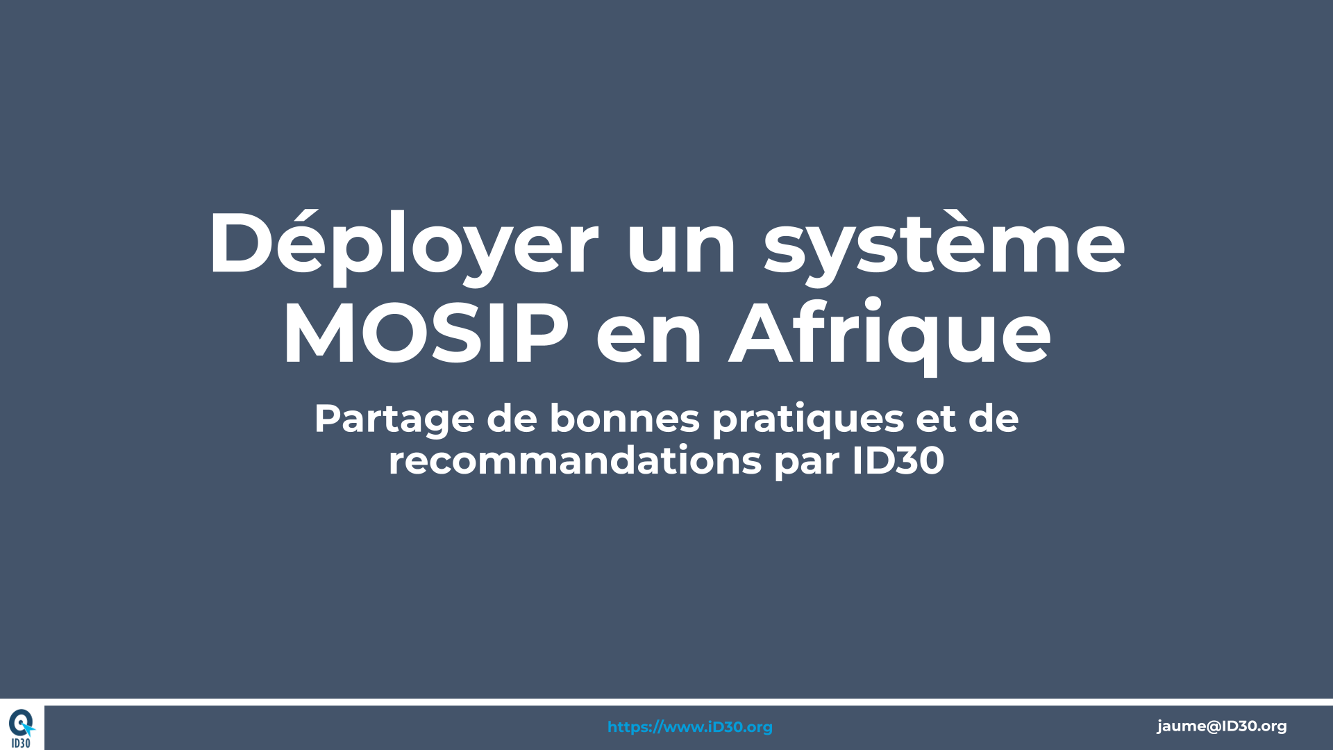 Deploying MOSIP in Africa: ID30 Recommendations